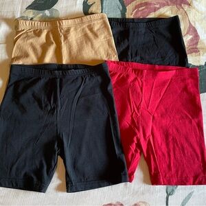 Kids Bike Shorts - Black, Red, Tan (4 pairs) kids size 7/8
